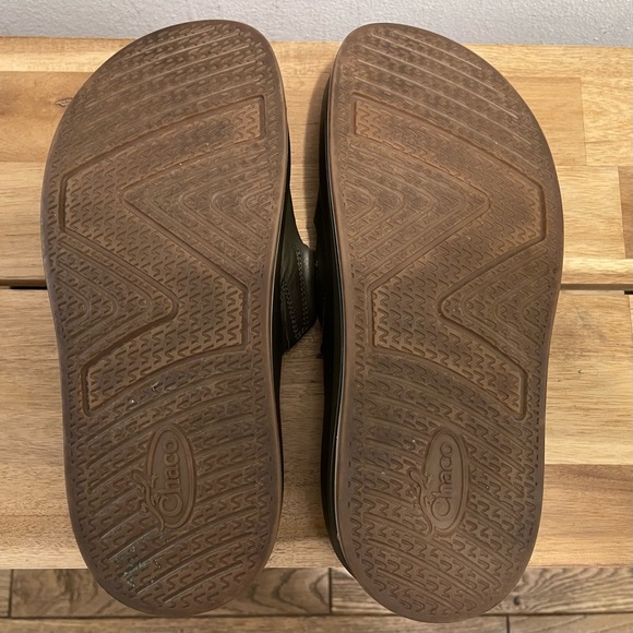 Chaco Women's Slide Midform Sandals Size 12 - Olive Green Leather - 11" Outsole - Picture 7 of 8